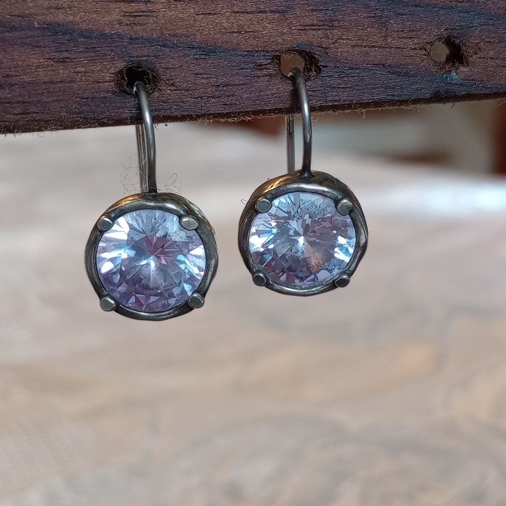 Sterling Silver Purple Stone Earrings